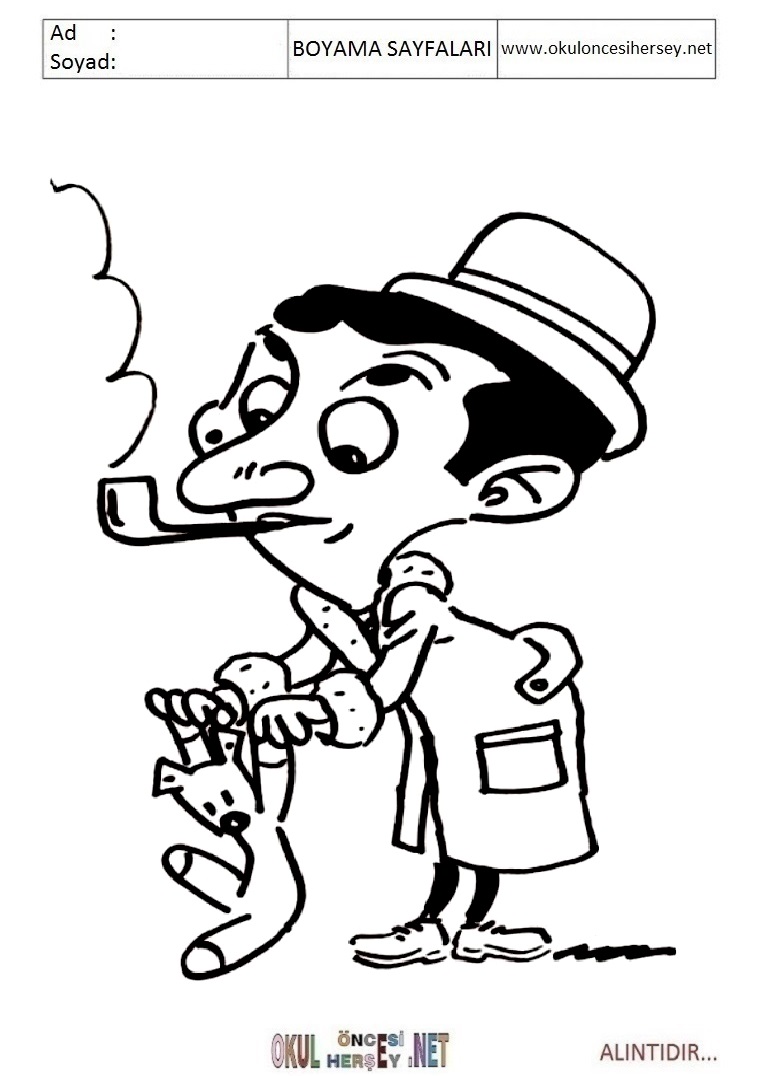 Çocuklar İçin Bay Fasulye-MR-Bean Boyama Sayfaları 