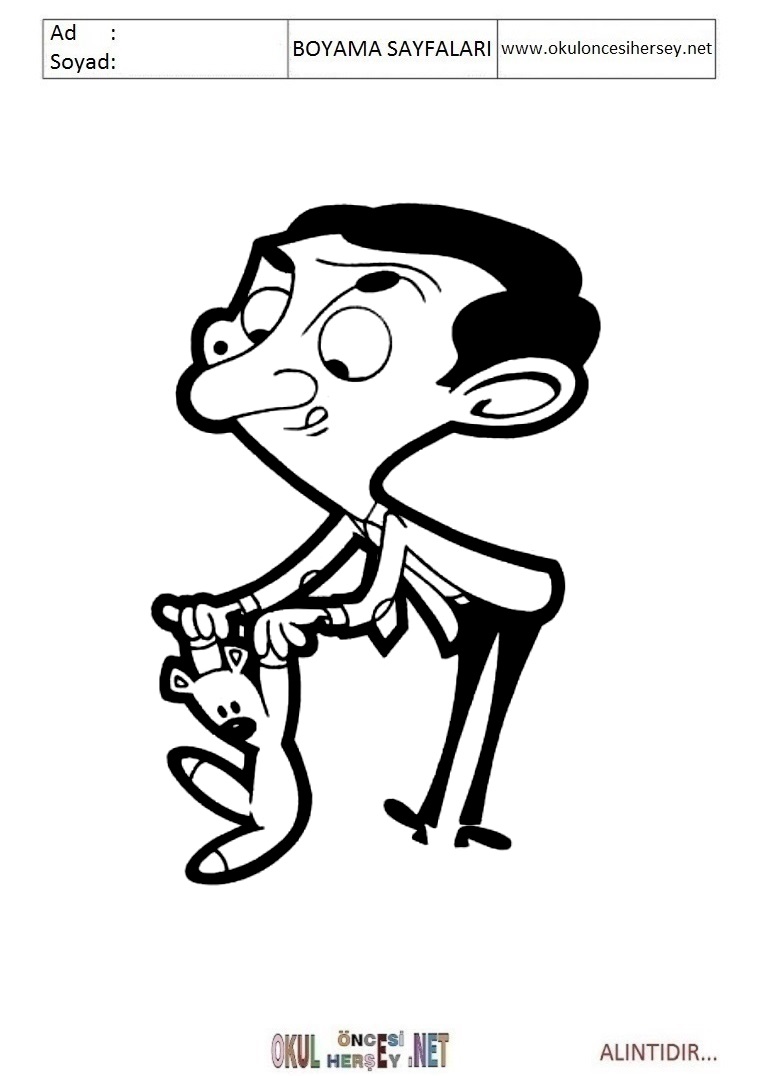 Çocuklar İçin Bay Fasulye-MR-Bean Boyama Sayfaları 