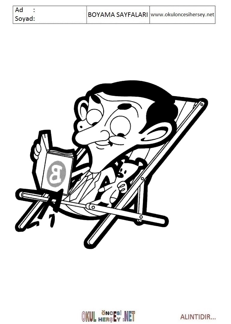 Çocuklar İçin Bay Fasulye-MR-Bean Boyama Sayfaları 