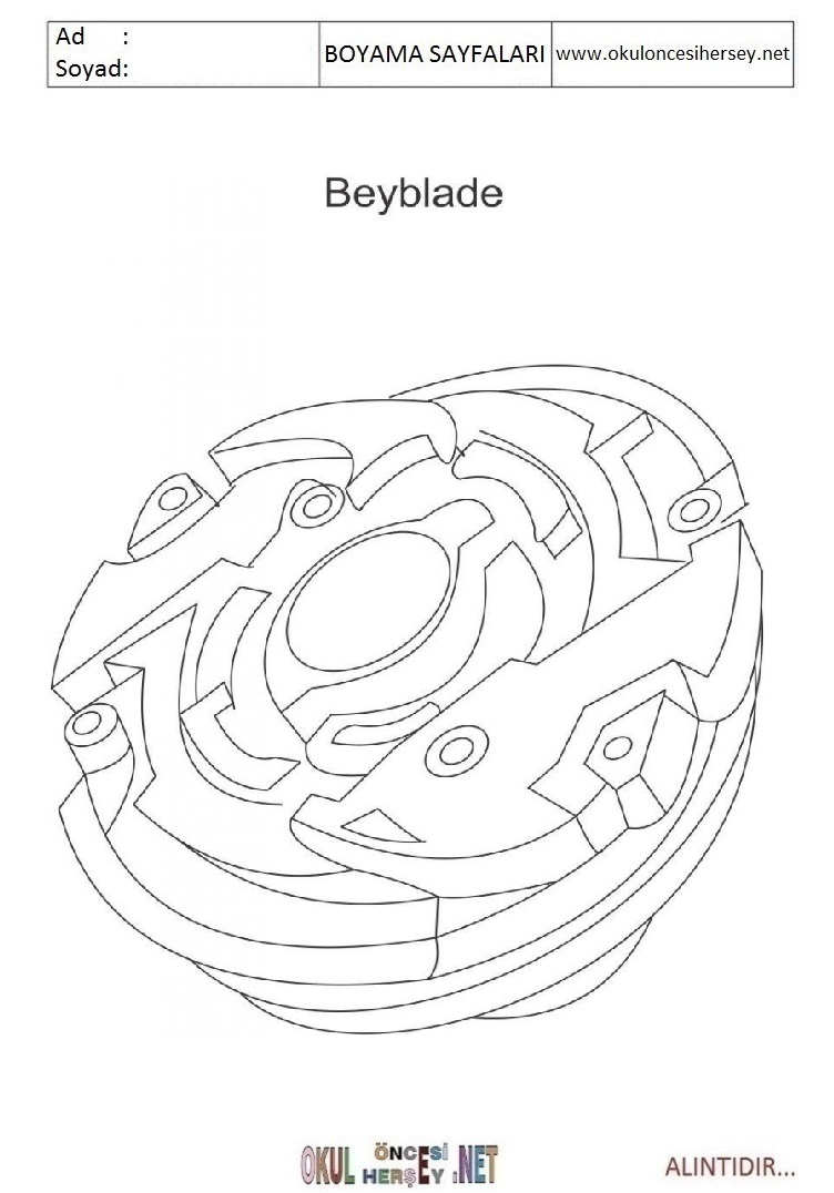 Çocuklar İçin Bayblade Boyama Sayfaları 
