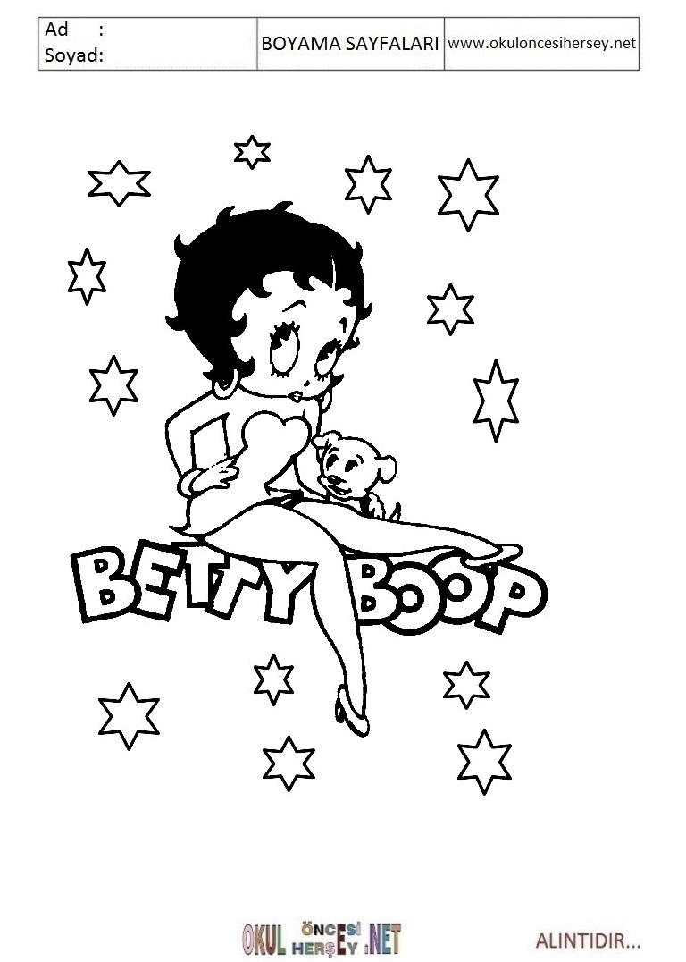 Çocuklar İçin Betty Hoop Boyama Sayfaları 