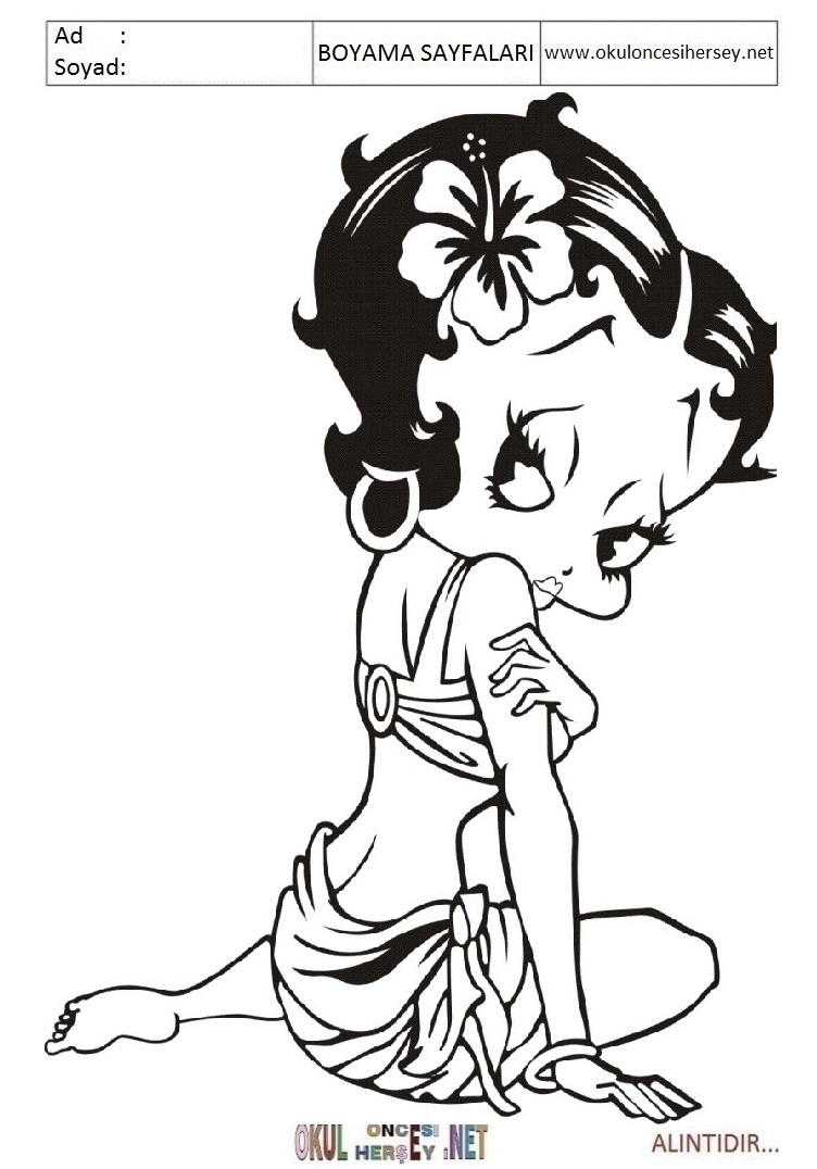Çocuklar İçin Betty Hoop Boyama Sayfaları 