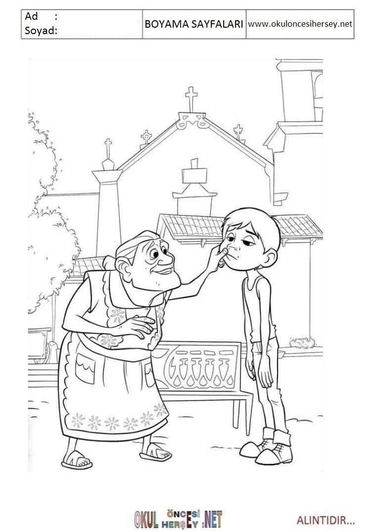 Çocuklar İçin Coco Boyama Sayfaları 