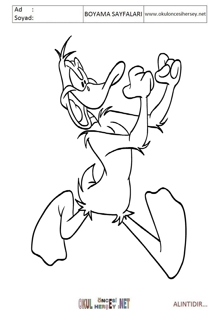 Çocuklar İçin Daffy Duck Boyama Sayfaları 