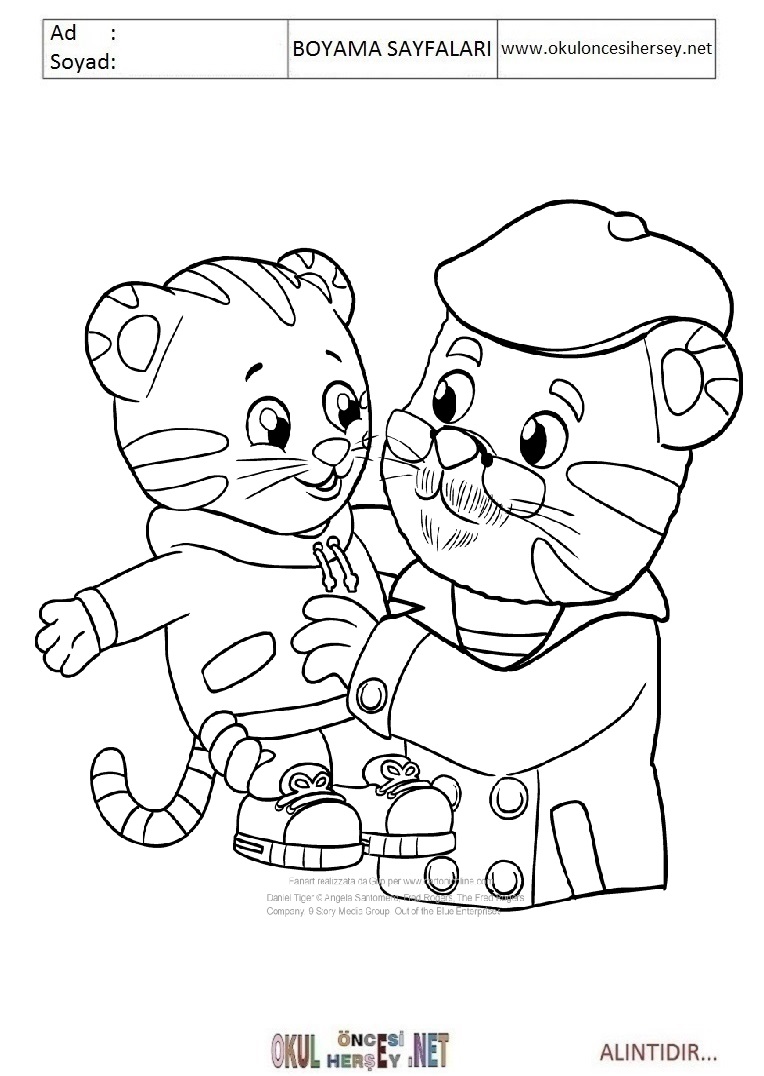 Çocuklar İçin Daniel Tiger Boyama Sayfaları 