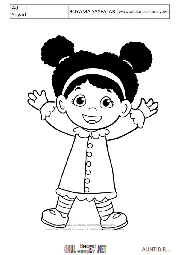 Çocuklar İçin Daniel Tiger Boyama Sayfaları 