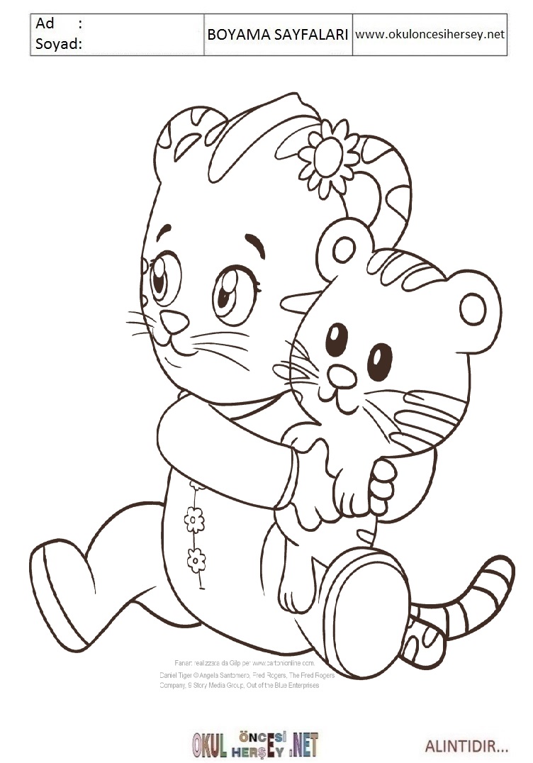 Çocuklar İçin Daniel Tiger Boyama Sayfaları 