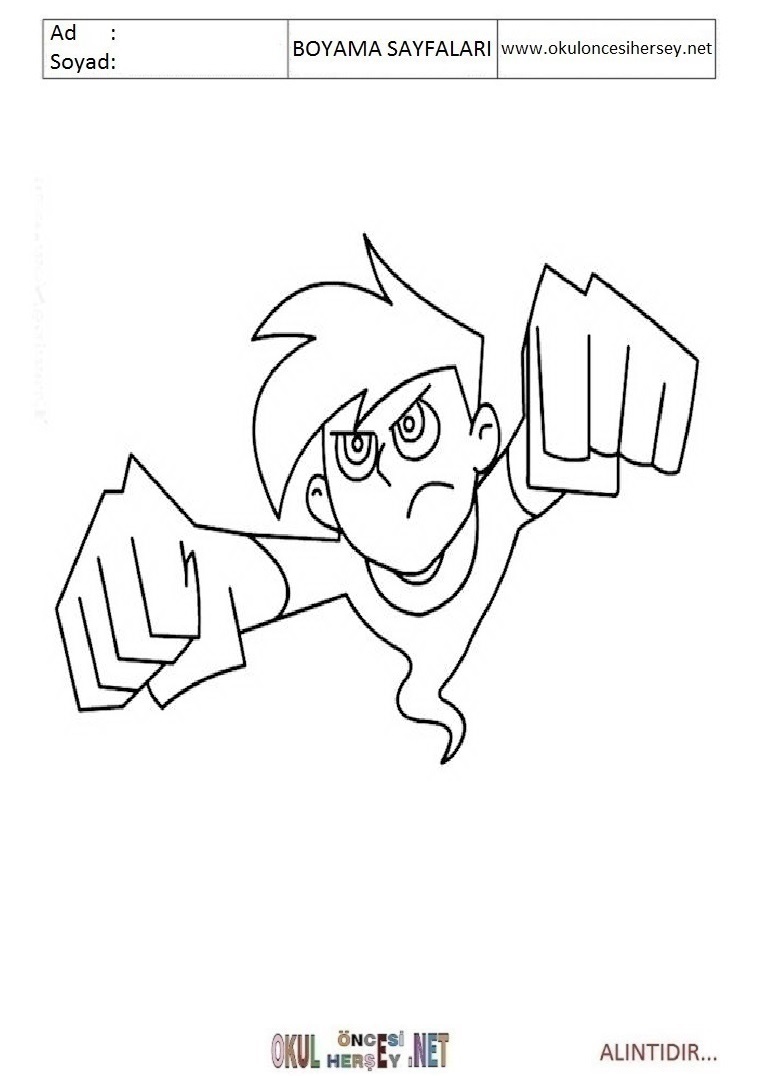 Çocuklar İçin Danny Phantom Boyama Sayfaları 