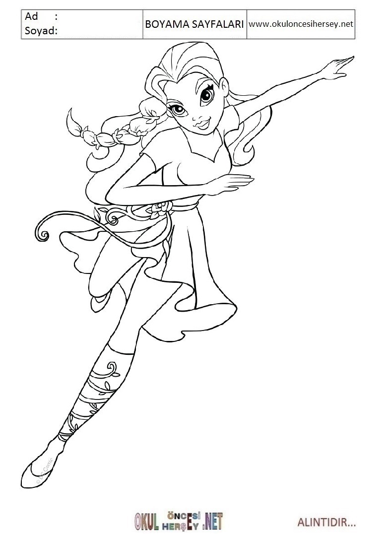 Çocuklar İçin DC Superhero Girls Boyama Sayfaları 