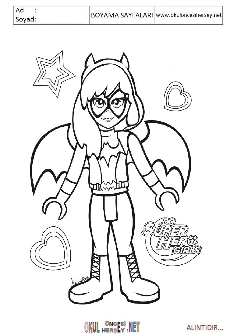 Çocuklar İçin DC Superhero Girls Boyama Sayfaları 