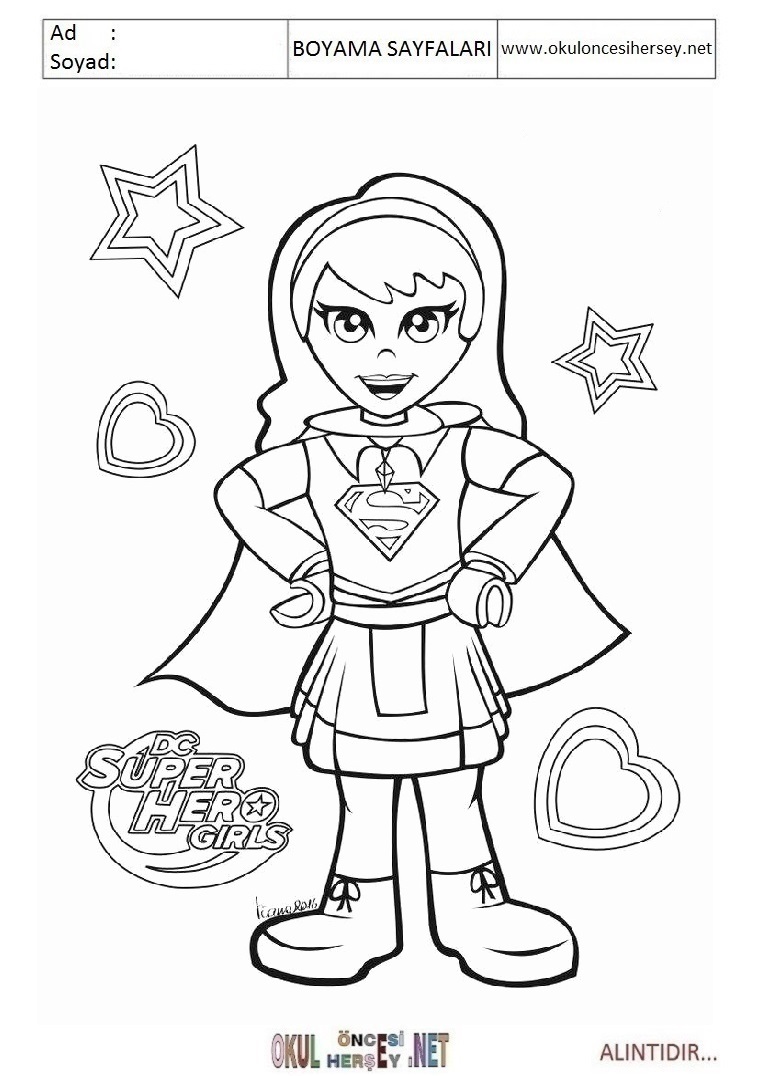 Çocuklar İçin DC Superhero Girls Boyama Sayfaları 