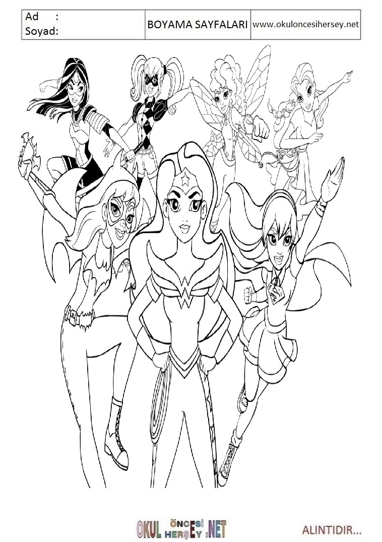 Çocuklar İçin DC Superhero Girls Boyama Sayfaları 