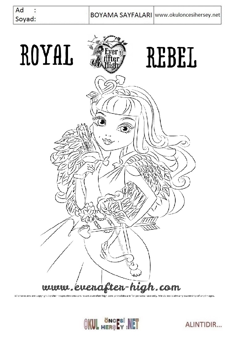 Çocuklar İçin Ever After High Boyama Sayfaları 