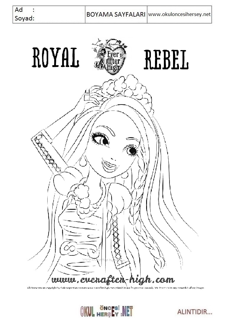 Çocuklar İçin Ever After High Boyama Sayfaları 