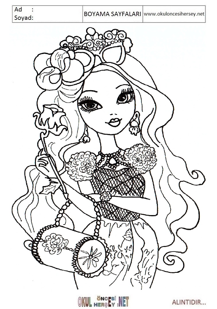 Çocuklar İçin Ever After High Boyama Sayfaları 