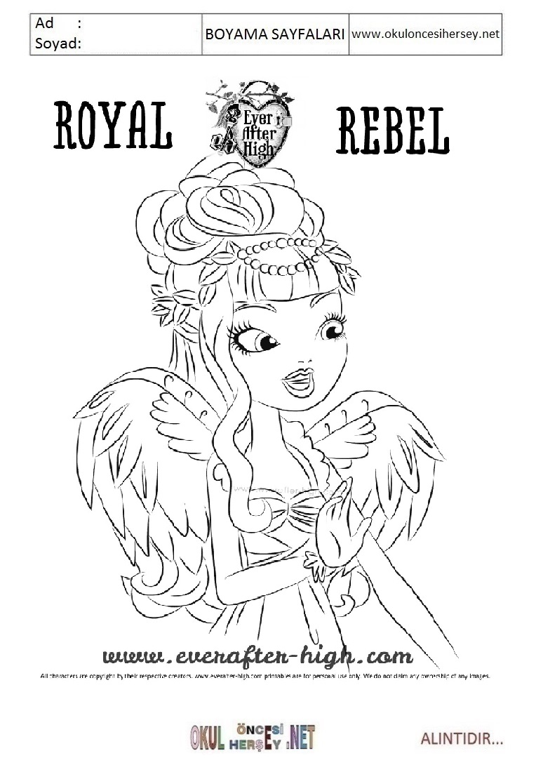 Çocuklar İçin Ever After High Boyama Sayfaları 