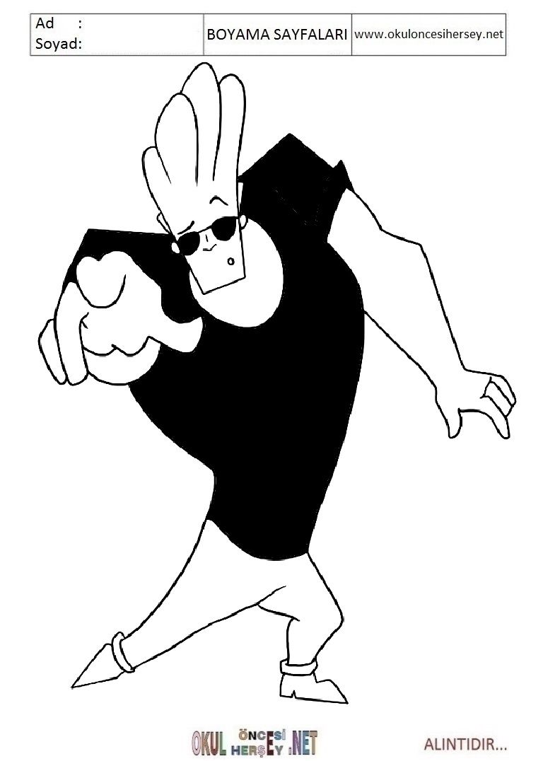 Çocuklar İçin Jhonny Bravo Boyama Sayfaları 