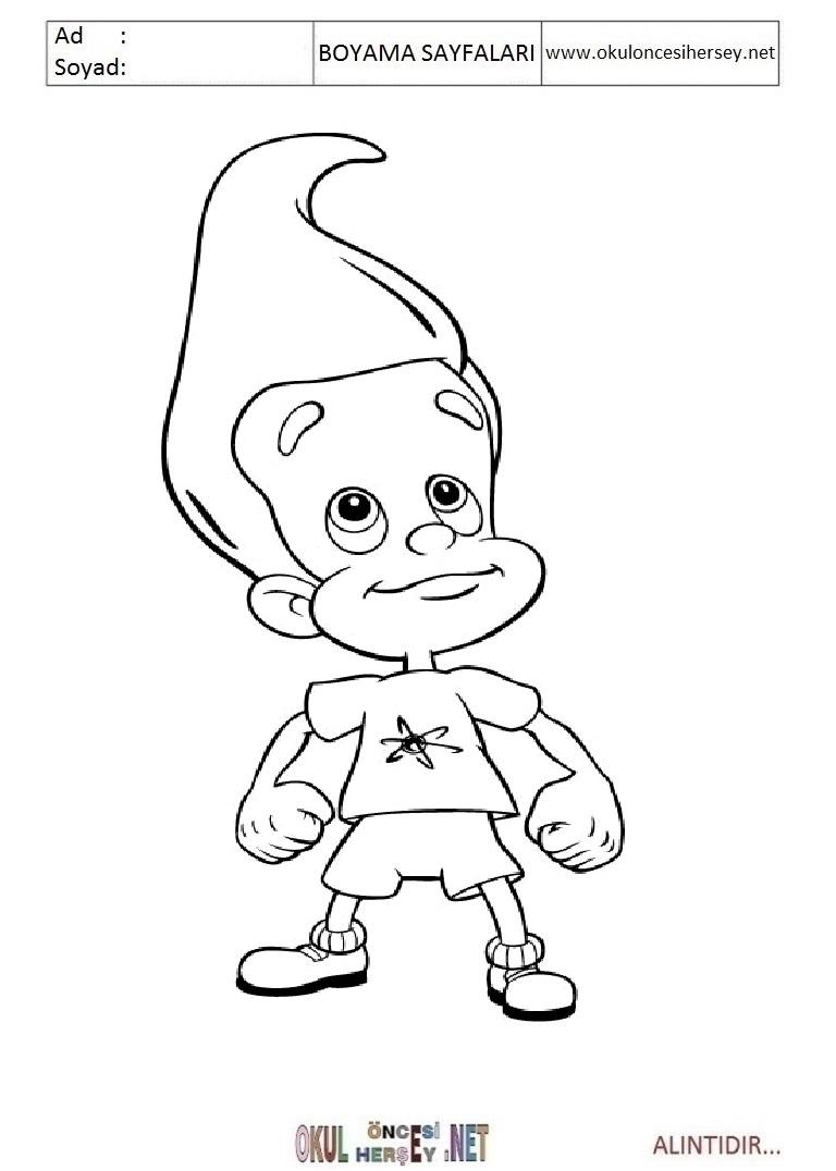 Çocuklar İçin Jimmy Neutron Boyama Sayfaları 