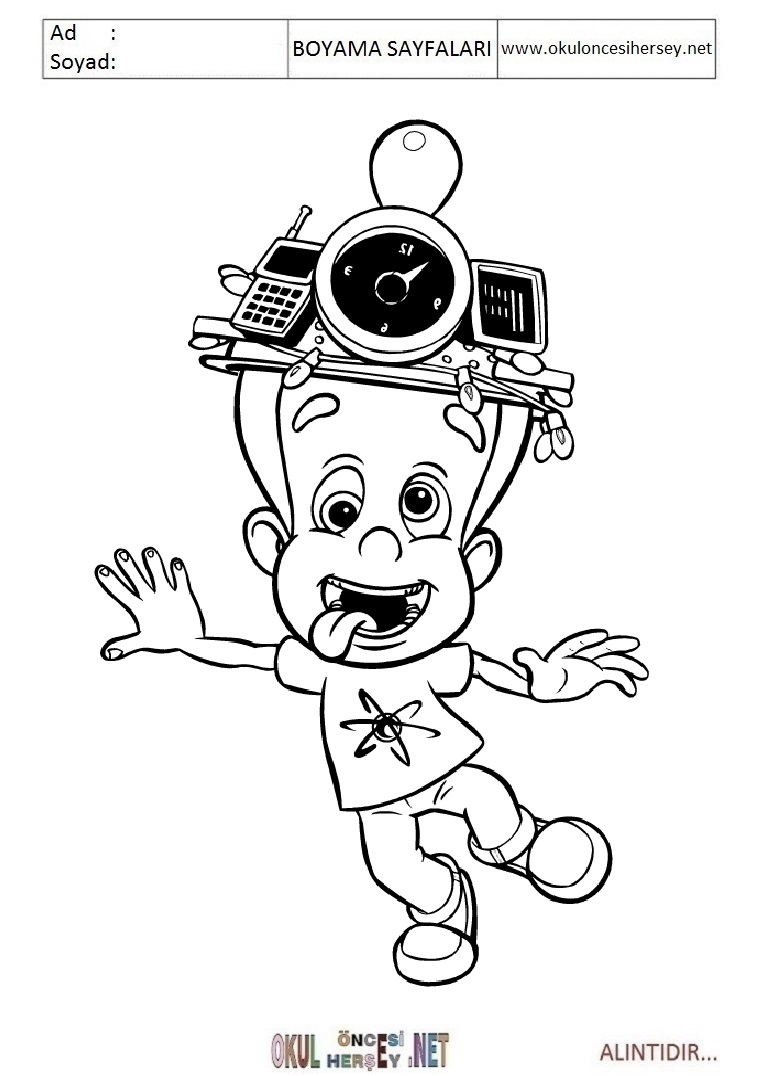 Çocuklar İçin Jimmy Neutron Boyama Sayfaları 