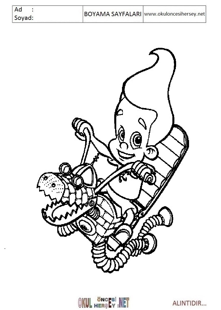 Çocuklar İçin Jimmy Neutron Boyama Sayfaları 