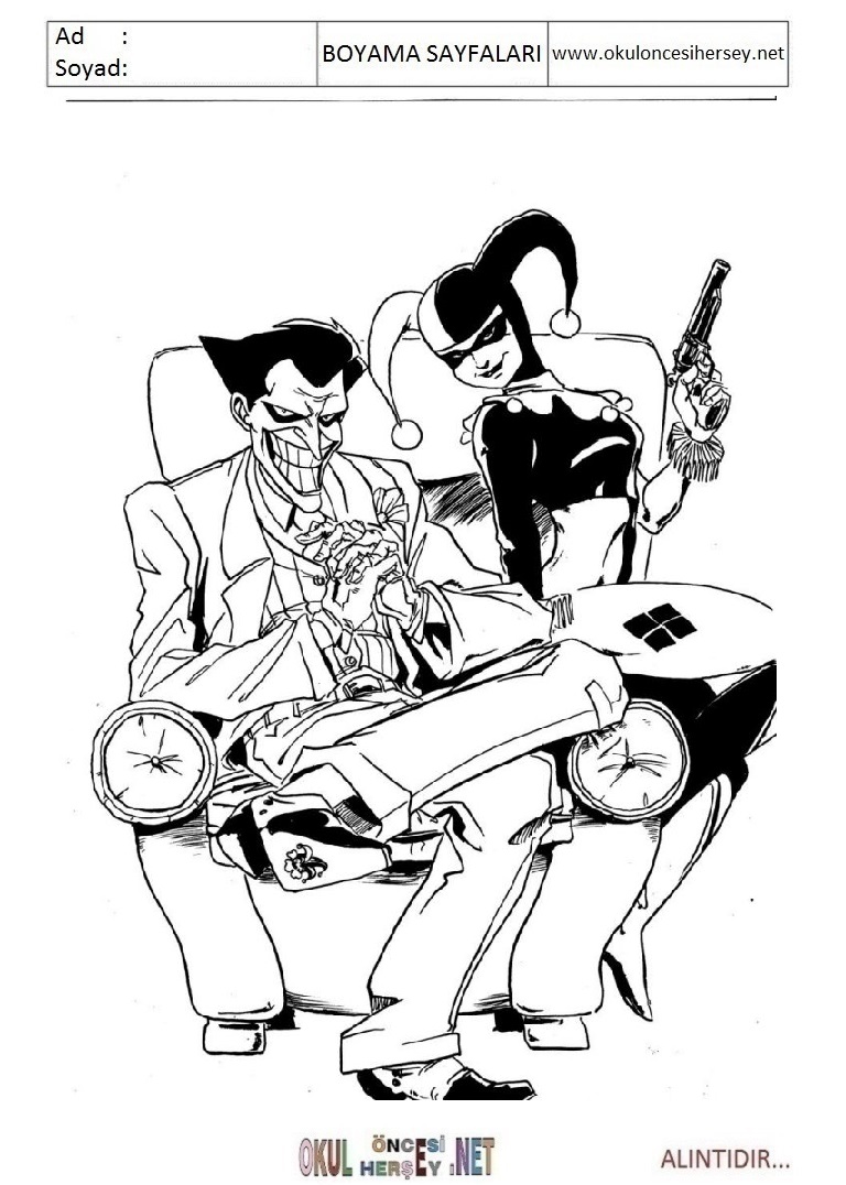 Çocuklar İçin Joker Boyama Sayfaları 
