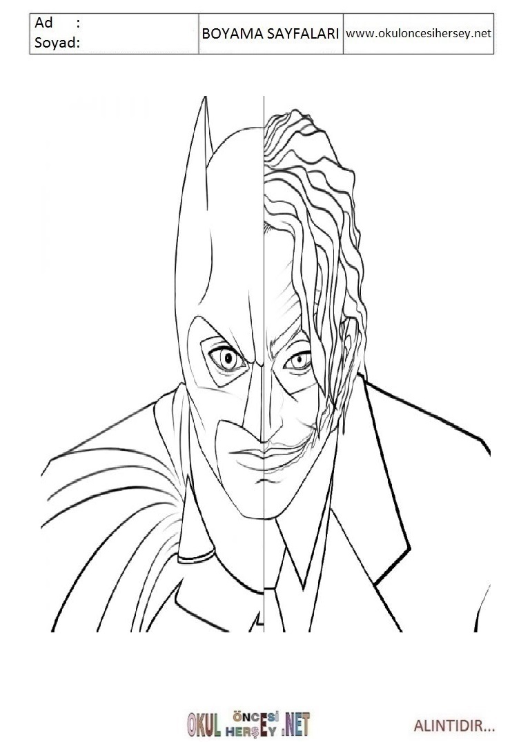 Çocuklar İçin Joker Boyama Sayfaları 