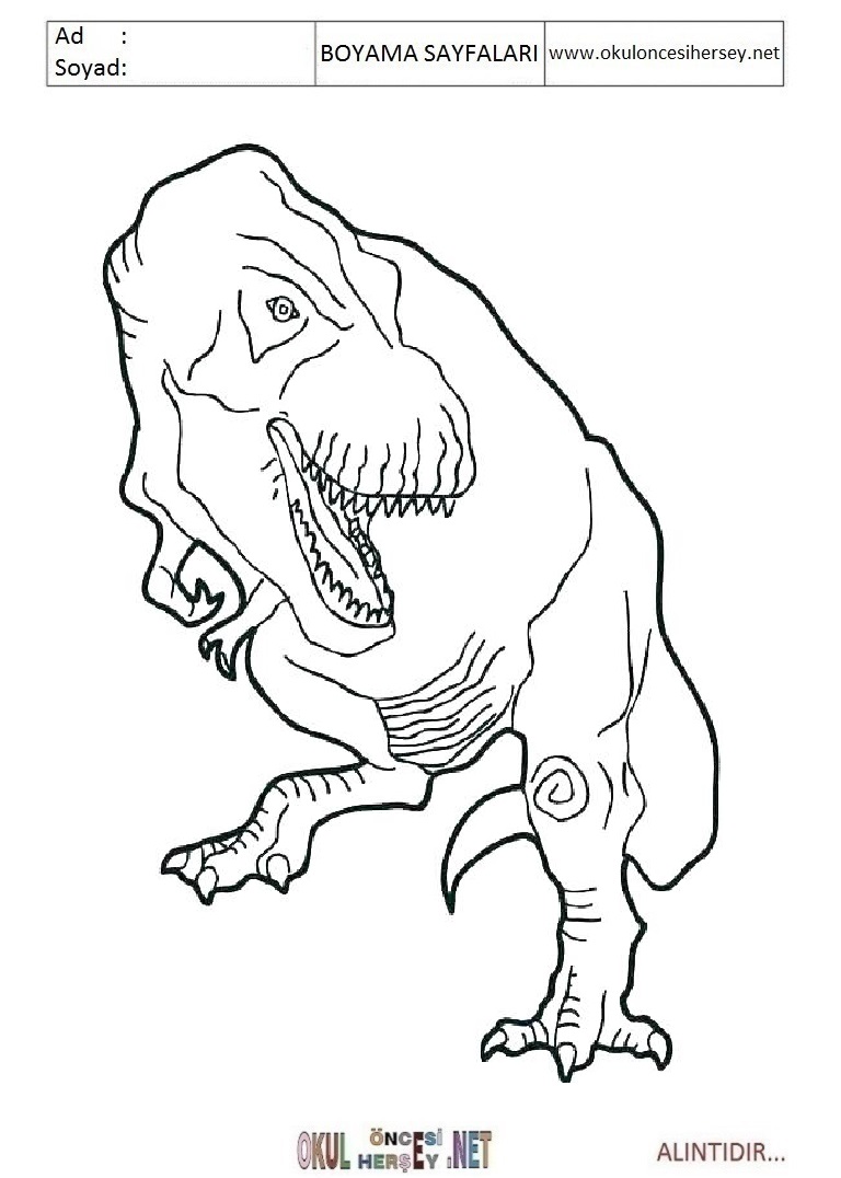 Çocuklar İçin Jurasic World Boyama Sayfaları 