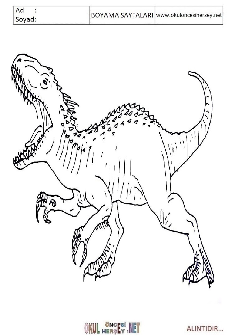 Çocuklar İçin Jurasic World Boyama Sayfaları 