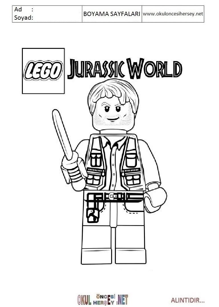 Çocuklar İçin Jurasic World Boyama Sayfaları 