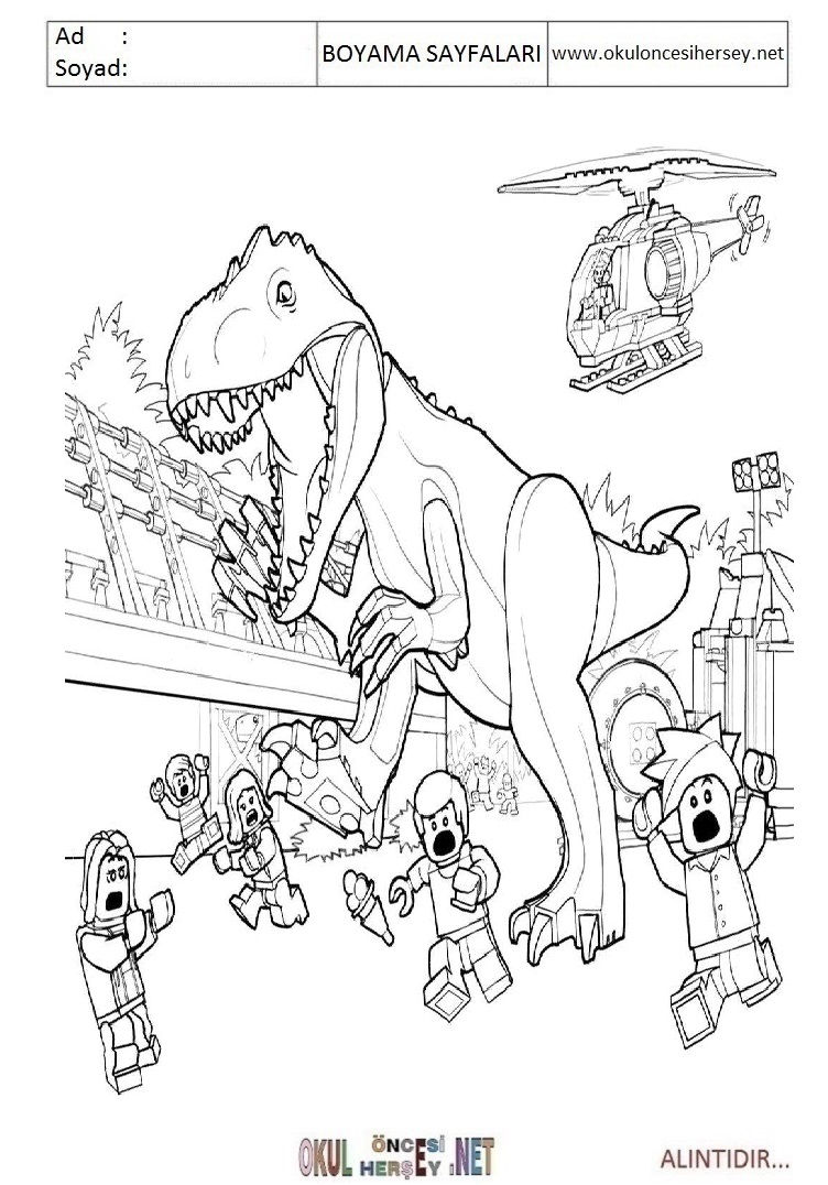 Çocuklar İçin Jurasic World Boyama Sayfaları 