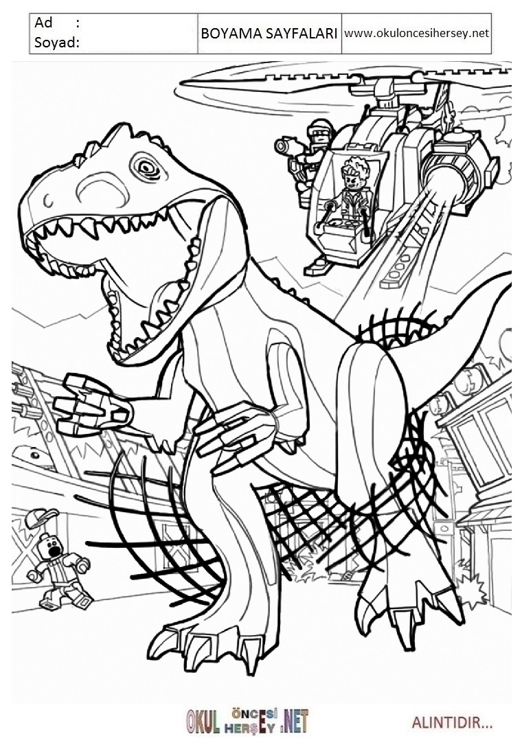 Çocuklar İçin Jurasic World Boyama Sayfaları 