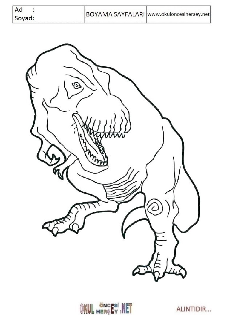 Çocuklar İçin Jurasic World Boyama Sayfaları 