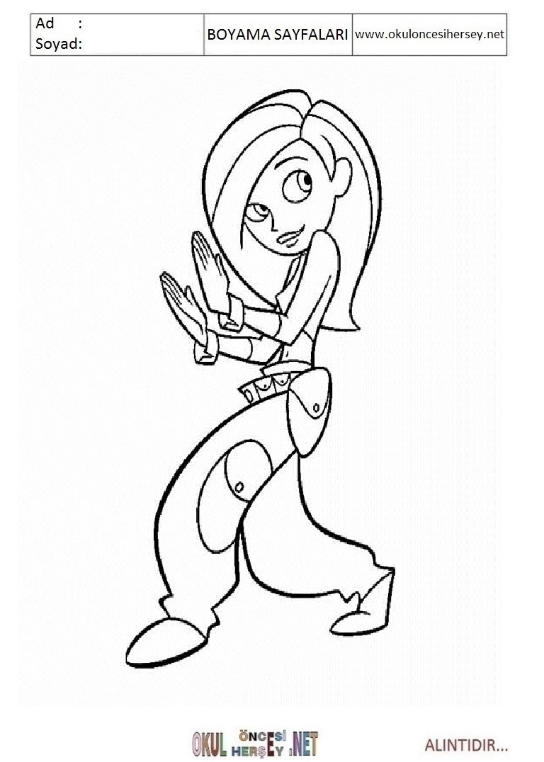 Çocuklar İçin Kim Possible Boyama Sayfaları 