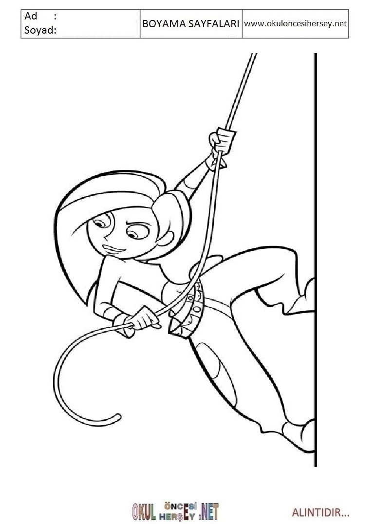 Çocuklar İçin Kim Possible Boyama Sayfaları 