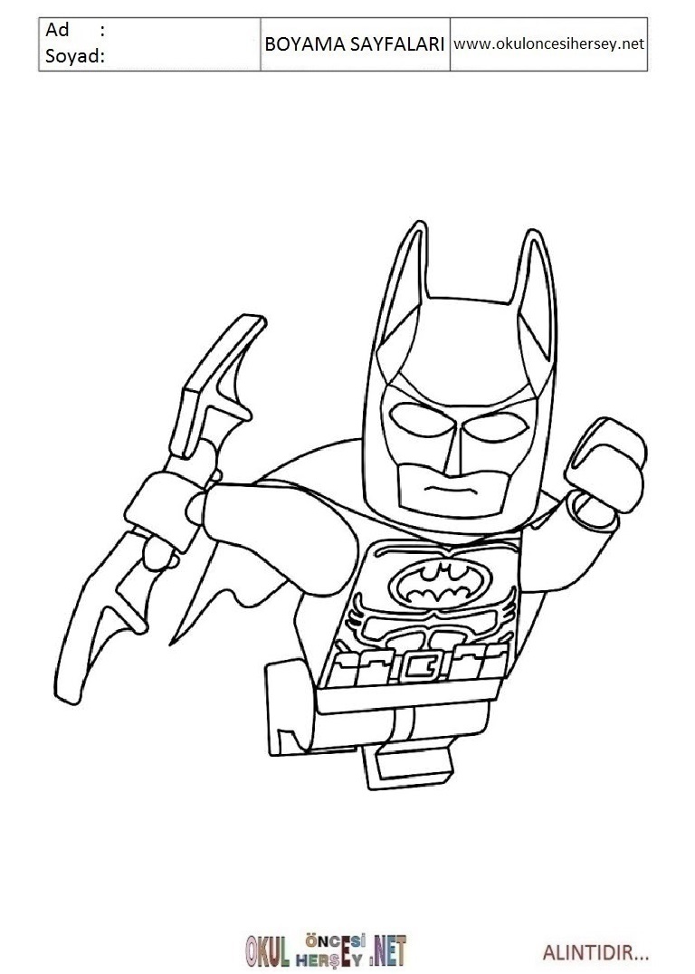 Çocuklar İçin Lego Batman Boyama Sayfaları 