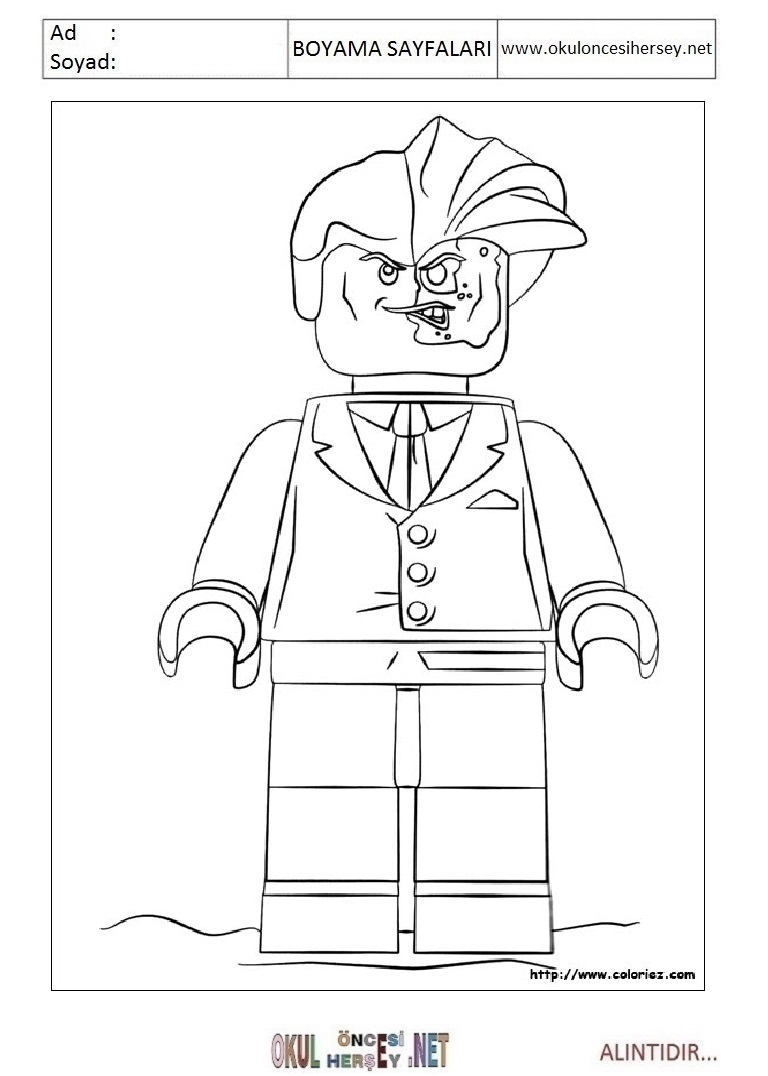 Çocuklar İçin Lego Batman Boyama Sayfaları 