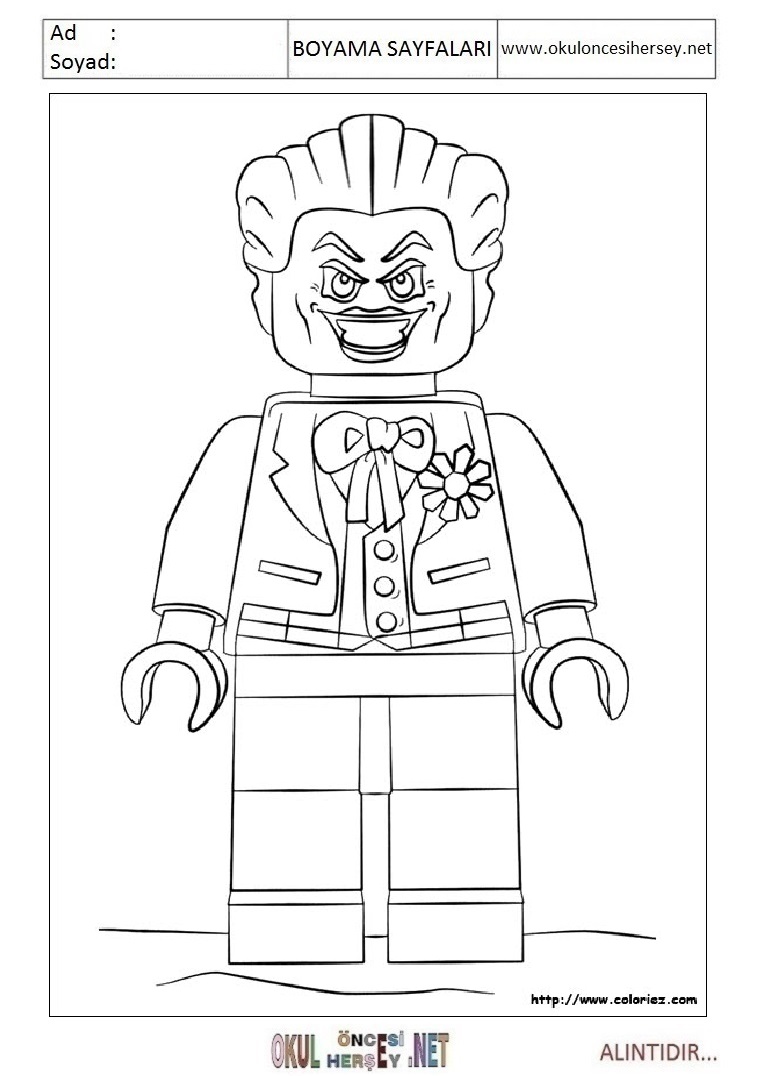Çocuklar İçin Lego Batman Boyama Sayfaları 