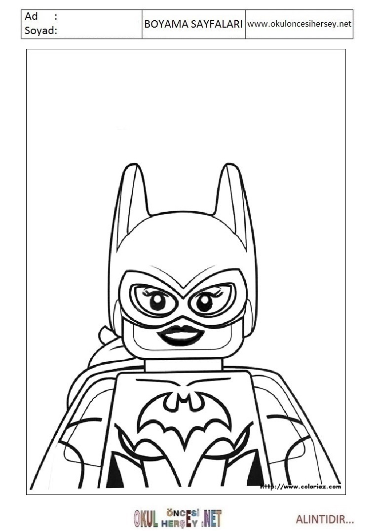 Çocuklar İçin Lego Batman Boyama Sayfaları 