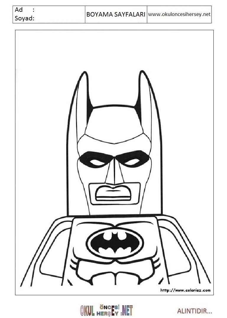Çocuklar İçin Lego Batman Boyama Sayfaları 
