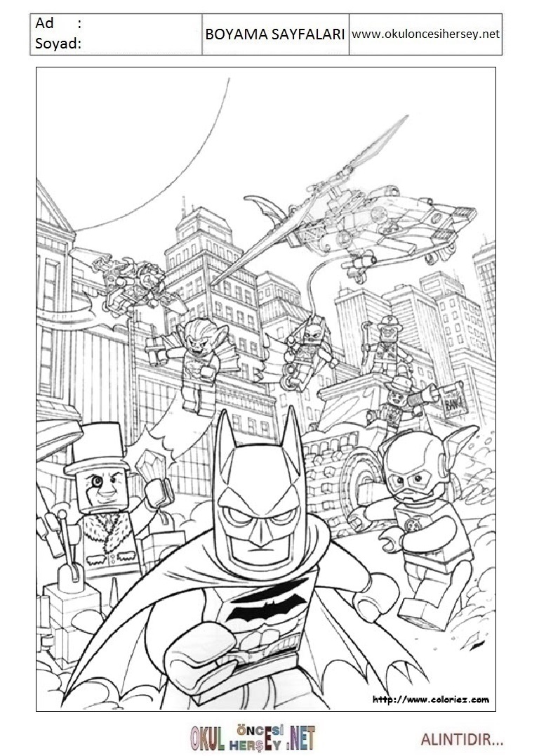 Çocuklar İçin Lego Batman Boyama Sayfaları 