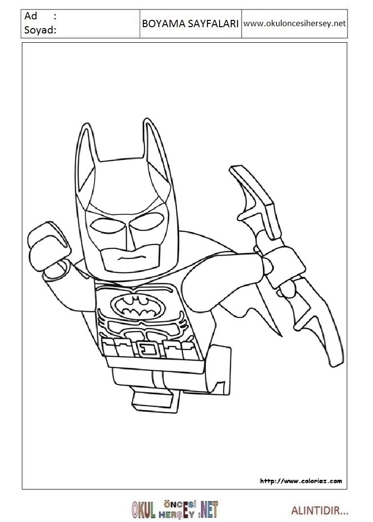 Çocuklar İçin Lego Batman Boyama Sayfaları 