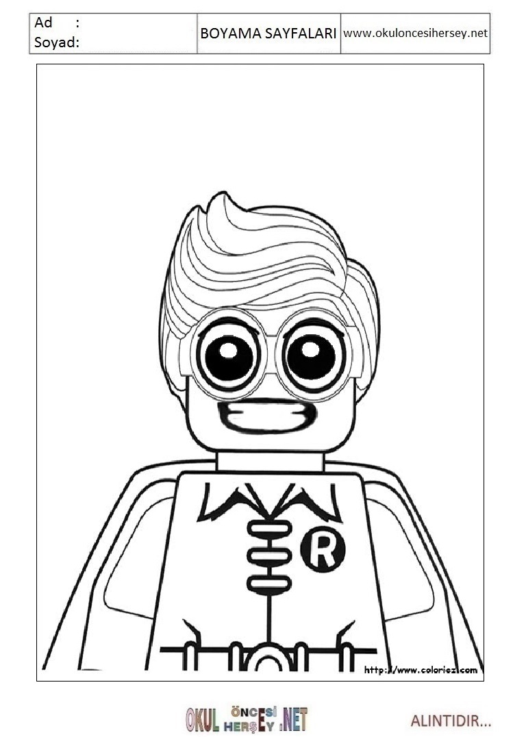 Çocuklar İçin Lego Batman Boyama Sayfaları 
