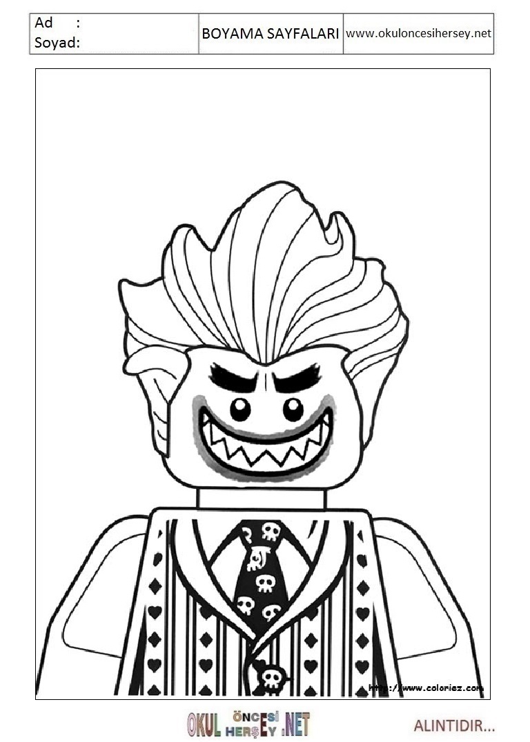 Çocuklar İçin Lego Batman Boyama Sayfaları 
