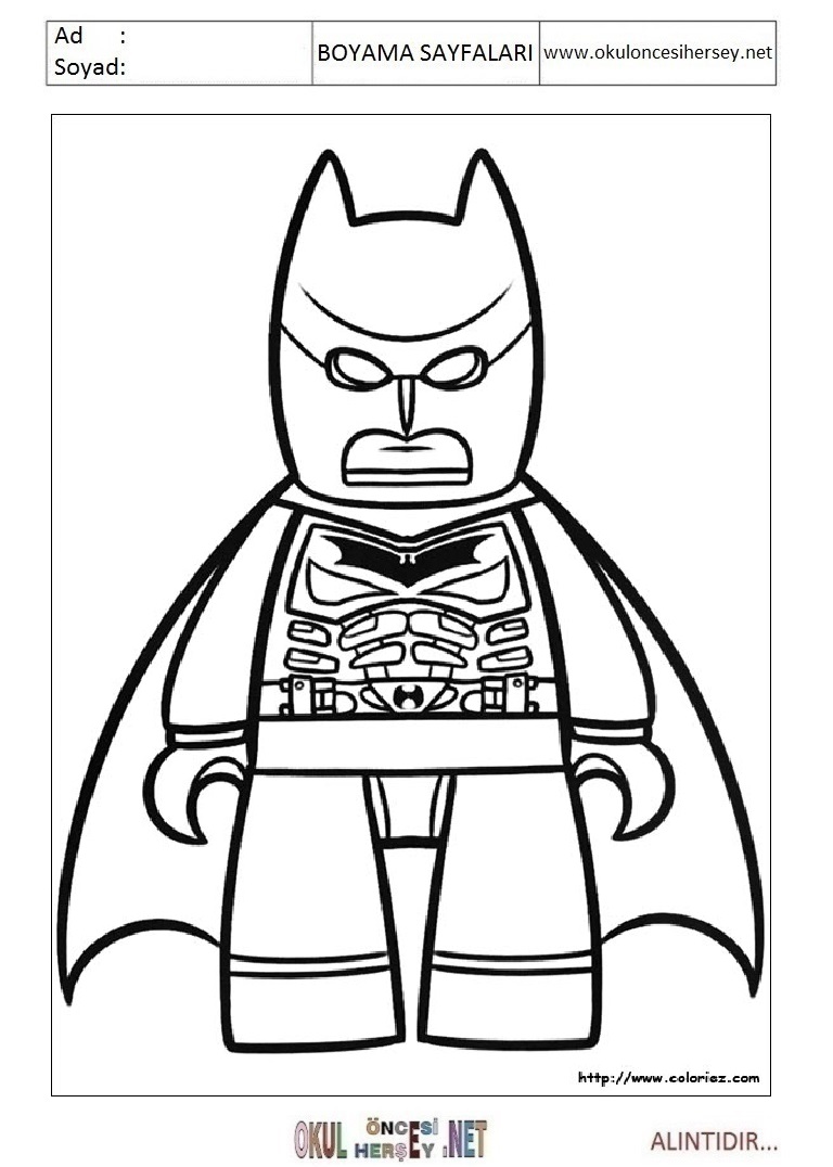 Çocuklar İçin Lego Batman Boyama Sayfaları 