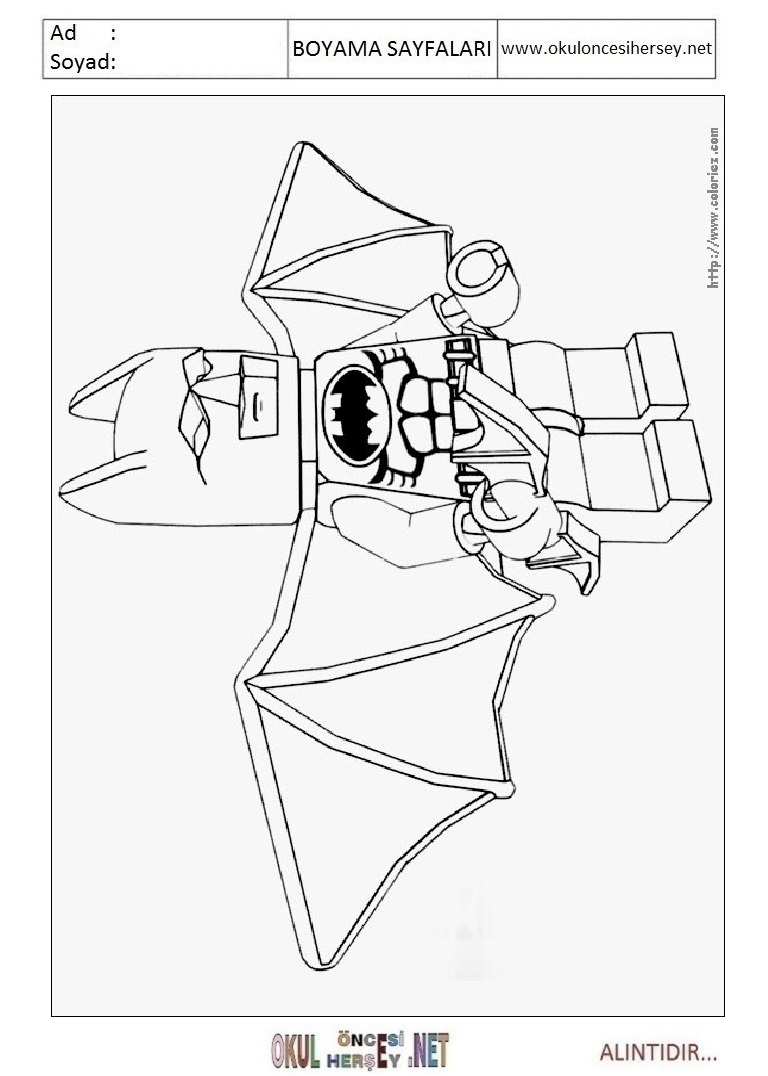 Çocuklar İçin Lego Batman Boyama Sayfaları 