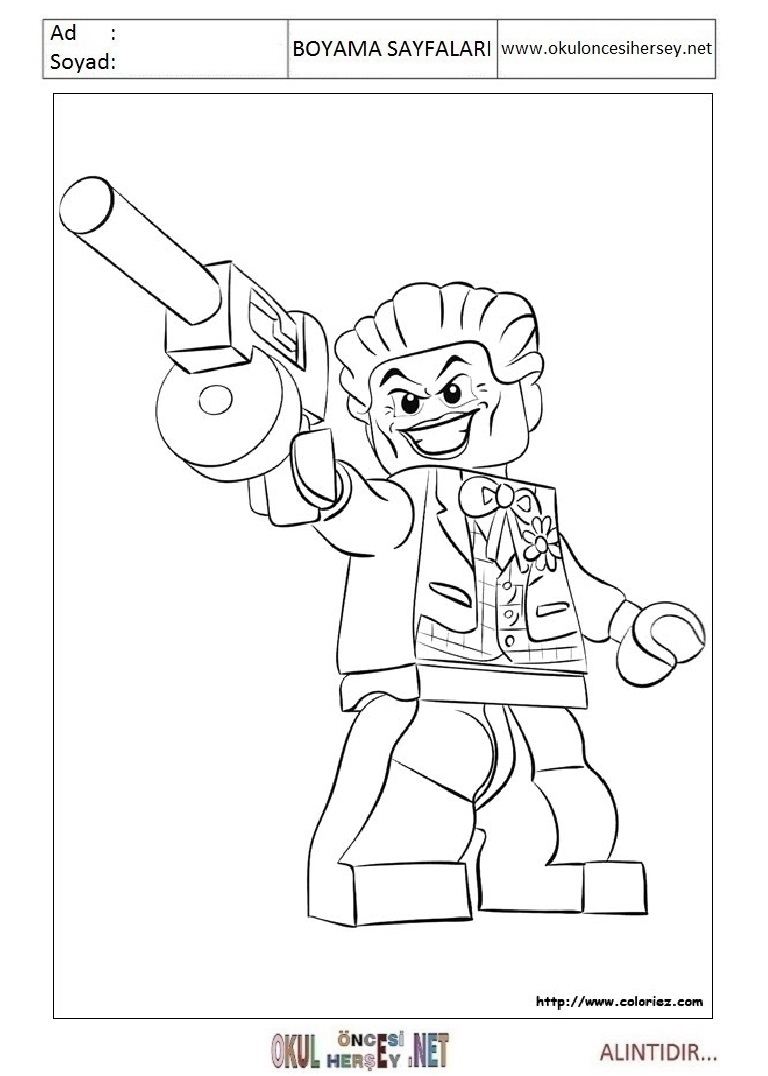 Çocuklar İçin Lego Batman Boyama Sayfaları 