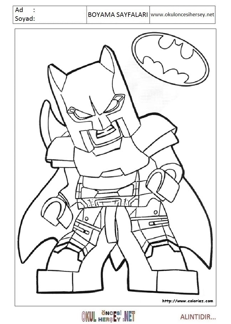 Çocuklar İçin Lego Batman Boyama Sayfaları 