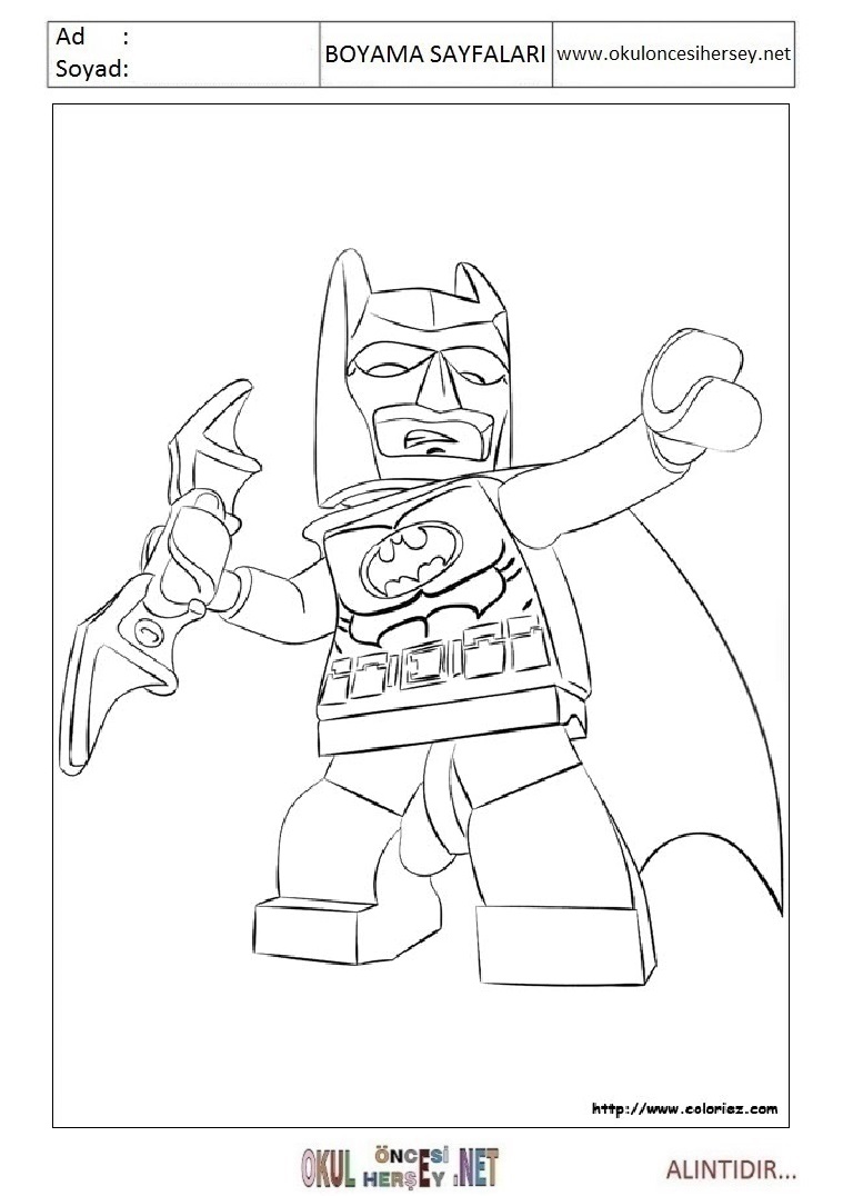 Çocuklar İçin Lego Batman Boyama Sayfaları 