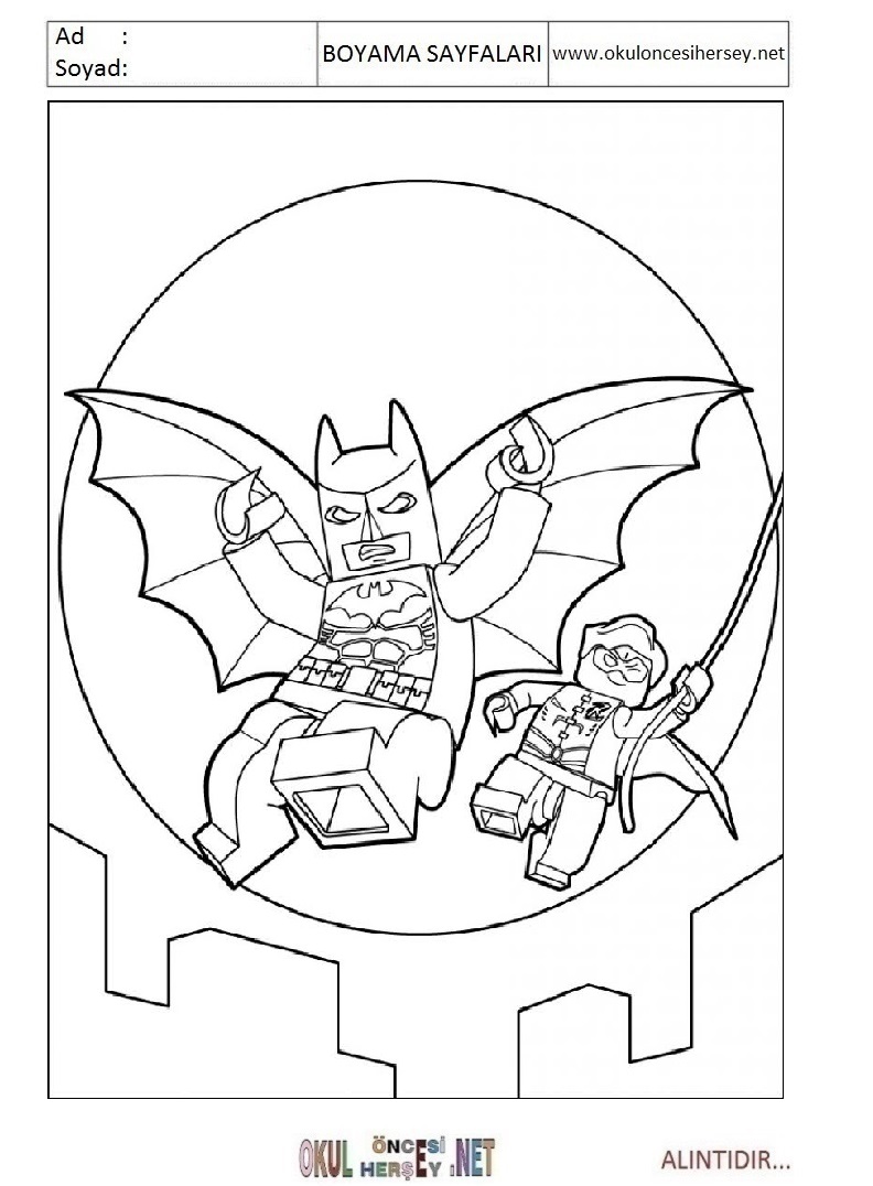 Çocuklar İçin Lego Batman Boyama Sayfaları 