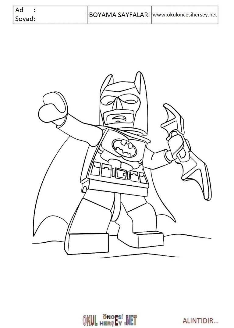 Çocuklar İçin Lego Batman Boyama Sayfaları 